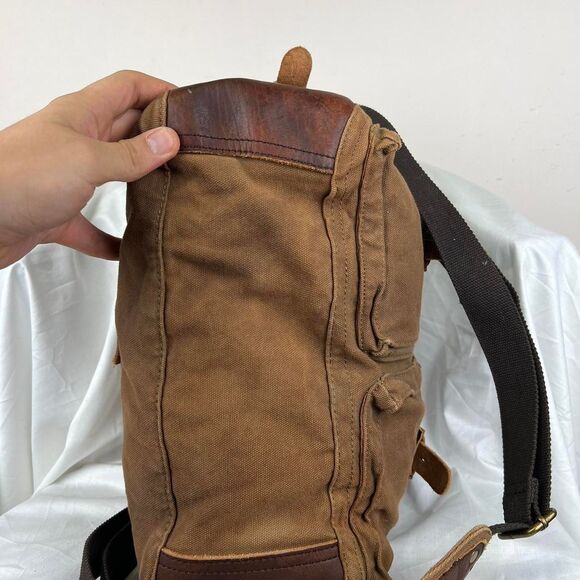 Bed Stu Burns Canvas Bag Tanrustwashed messenger bag with leather straps - Picture 3 of 8